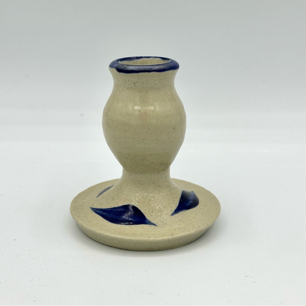 Vintage 1994 Williamsburg Pottery Handpainted Small CandleStick Holder Vase